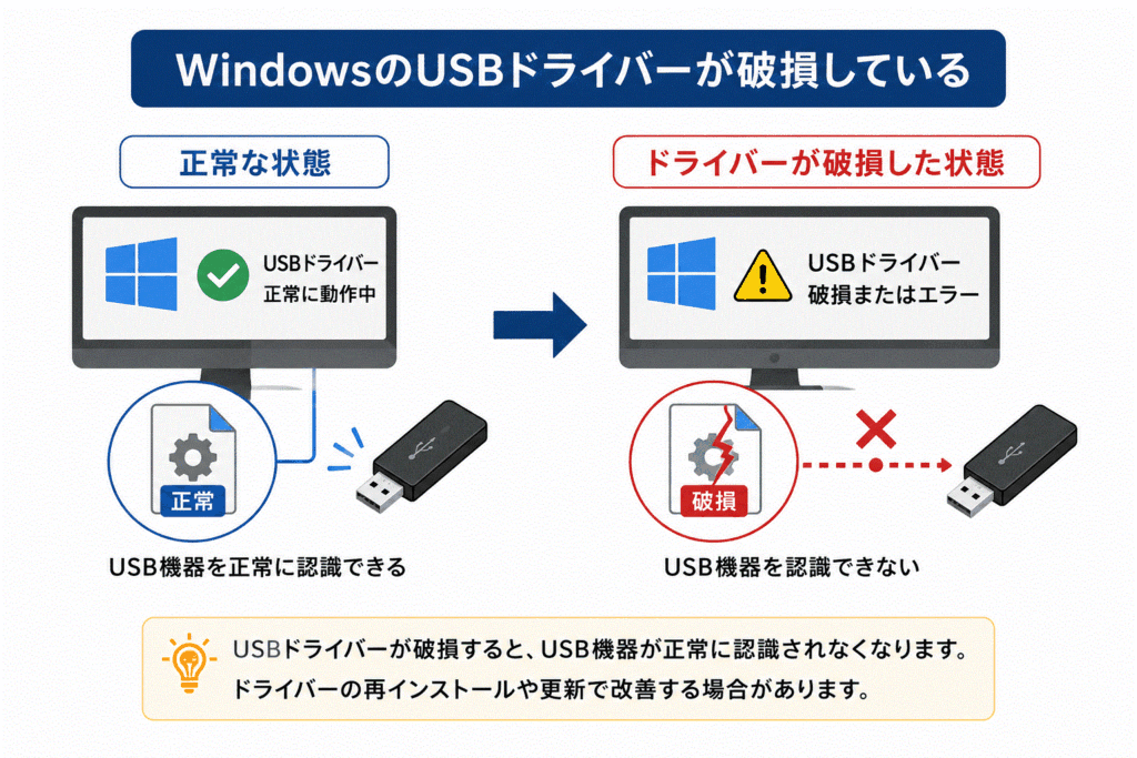 WindowsのUSBドライバーの破損